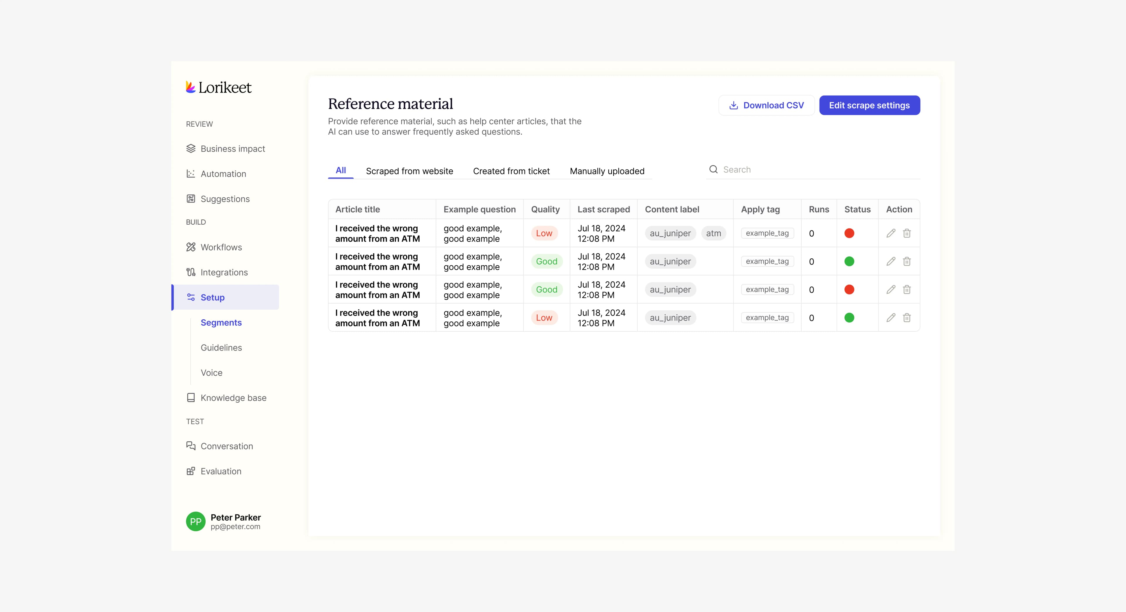Reference material scraper