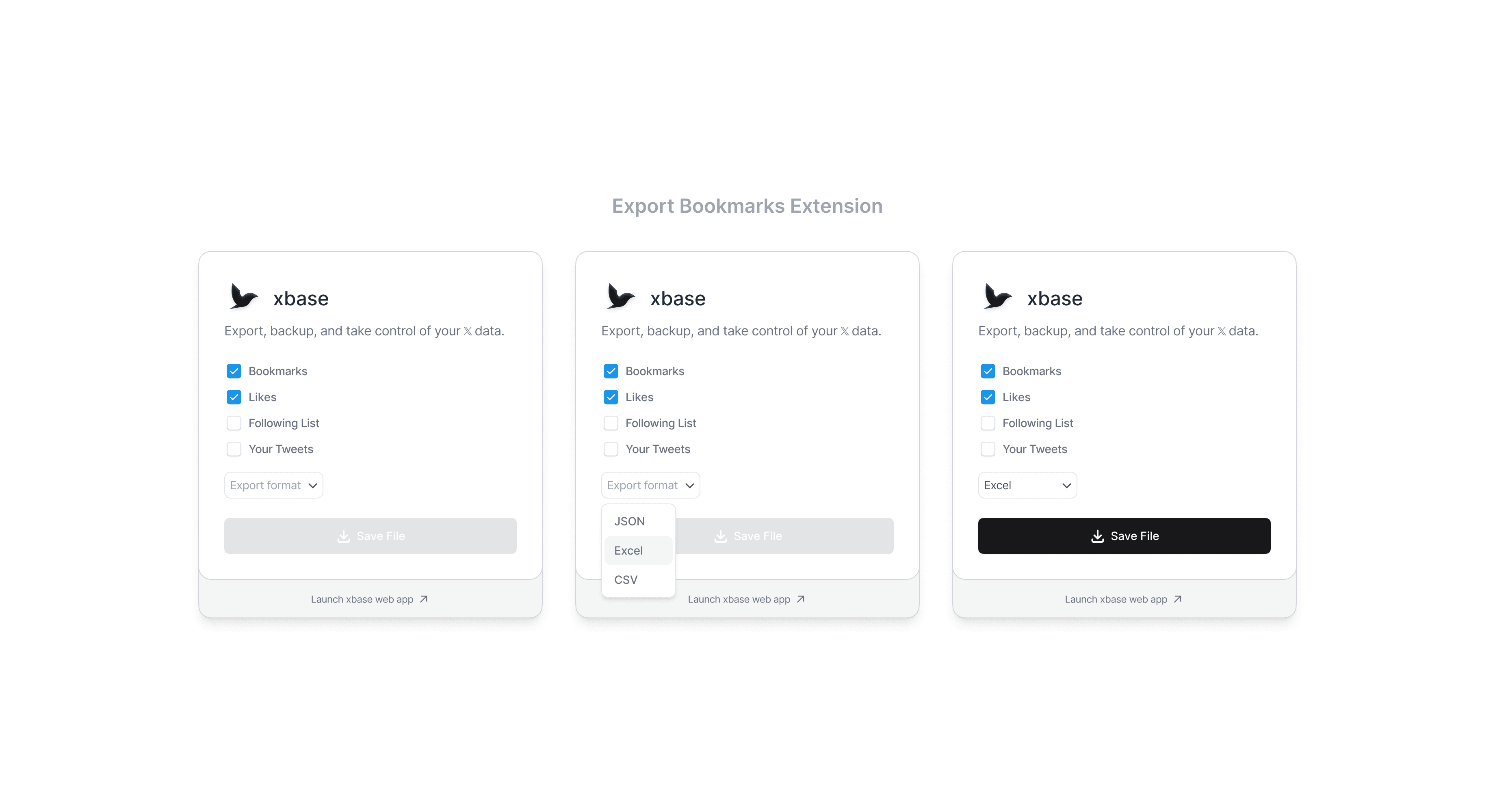 Browser extension export flow