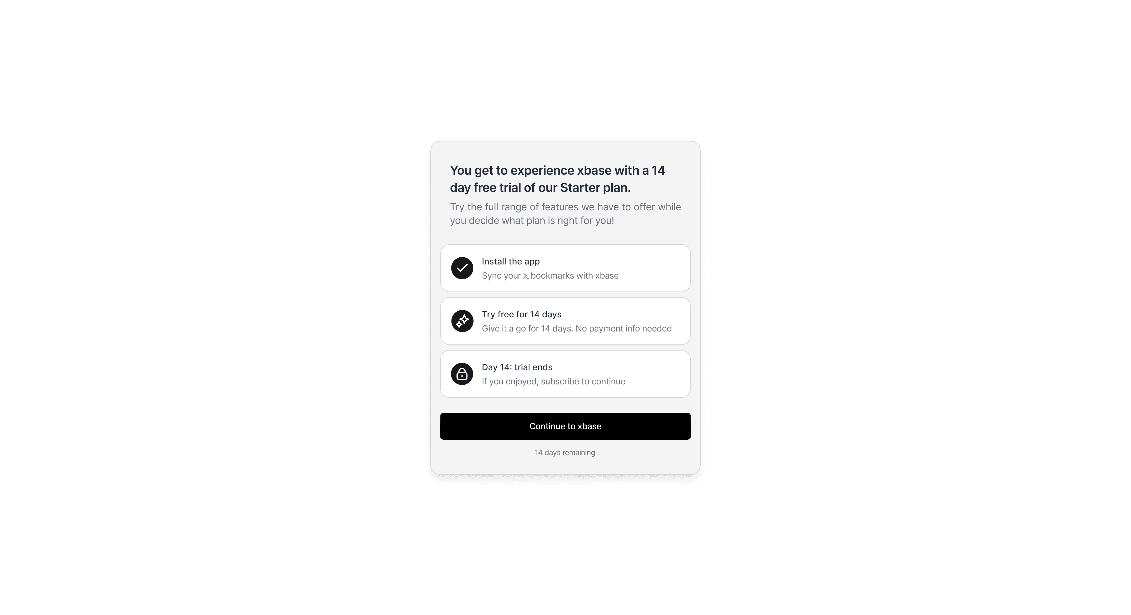 Trial onboarding